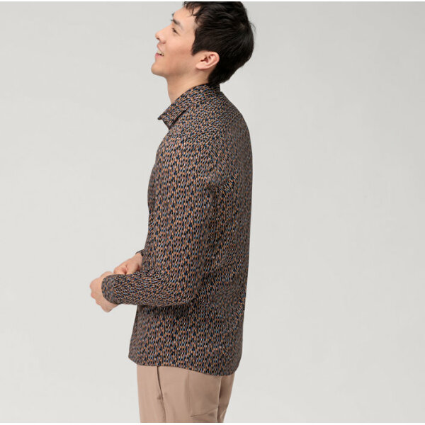 Ανδρικό Πουκάμισο OLYMP Level Five body fit 20504428 Μαύρο Καφέ - Image 3