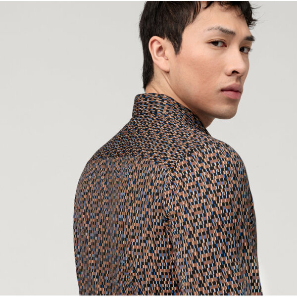 Ανδρικό Πουκάμισο OLYMP Level Five body fit 20504428 Μαύρο Καφέ - Image 4