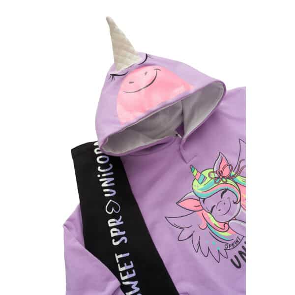 232-2028 LILLAC C Παιδικό Σετ Κολάν για Κορίτσι 1-5 Ετών Μώβ Unicorn 232-2028 - Image 3