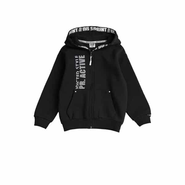 232-3053 BLACK A Παιδική Ζακέτα με Κουκούλα Μαύρή Αγόρι 6-16 Ετών Sprint 232-3053 - Image 1