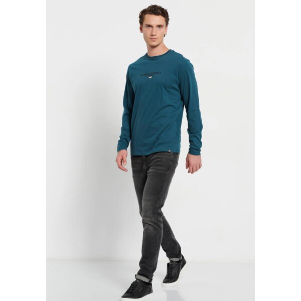 Ανδρική Μπλούζα Μακό FUNKY BUDDHA FBM008-001-07 Πετρόλ - Image 3