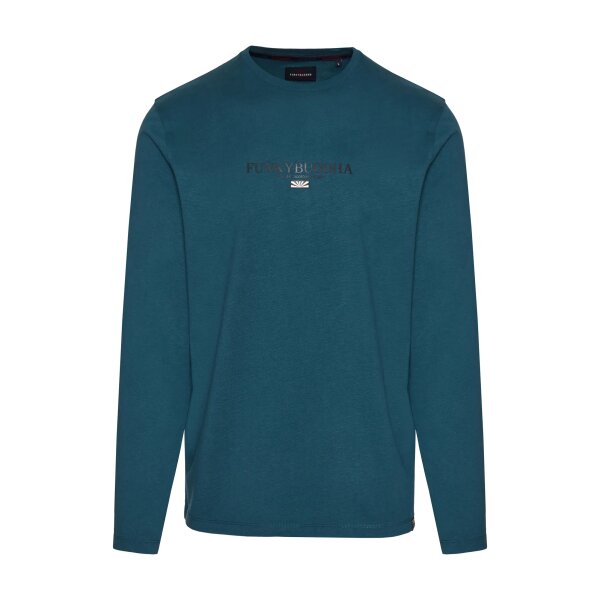 Ανδρική Μπλούζα Μακό FUNKY BUDDHA FBM008-001-07 Πετρόλ - Image 1