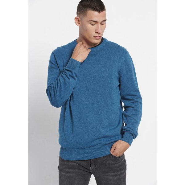 FBM008-001-09_MIDNIGHT_BLUE_MEL_1 Ανδρική Πλεκτή Μπλούζα FUNKY BUDDHA FBM008-001-09 Μπλε - Image 2