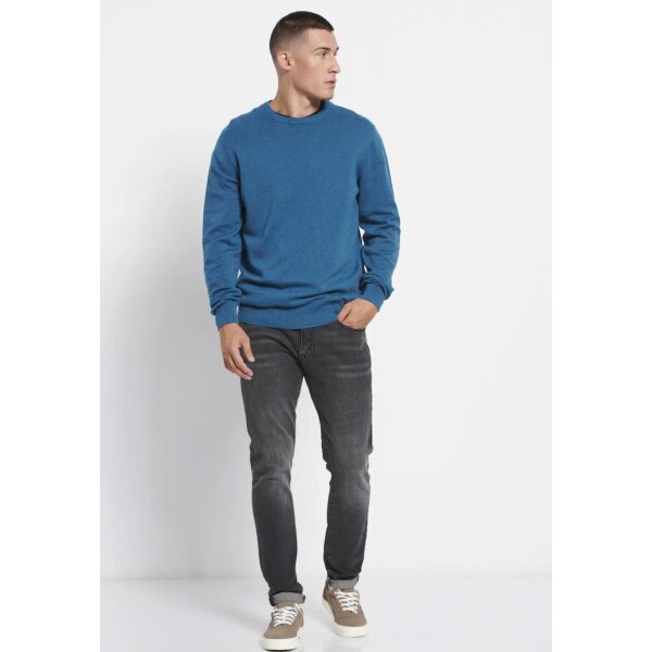 FBM008-001-09_MIDNIGHT_BLUE_MEL_2 Ανδρική Πλεκτή Μπλούζα FUNKY BUDDHA FBM008-001-09 Μπλε - Image 3