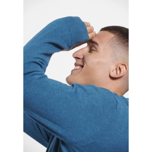 FBM008-001-09_MIDNIGHT_BLUE_MEL_3 Ανδρική Πλεκτή Μπλούζα FUNKY BUDDHA FBM008-001-09 Μπλε - Image 4