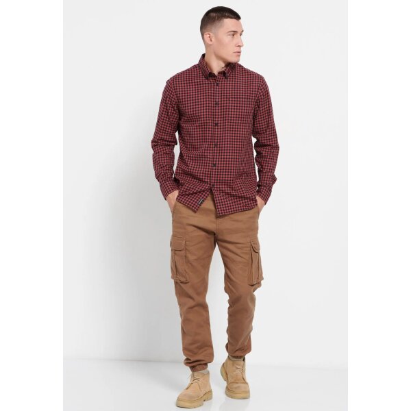 Ανδρικό Πουκάμισο FUNKY BUDDHA Καρώ FBM008-004-05 Μπορντω - Image 3