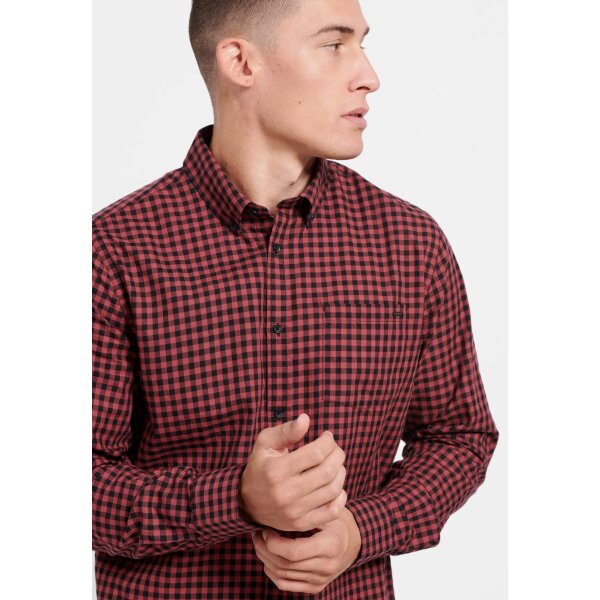 Ανδρικό Πουκάμισο FUNKY BUDDHA Καρώ FBM008-004-05 Μπορντω - Image 4