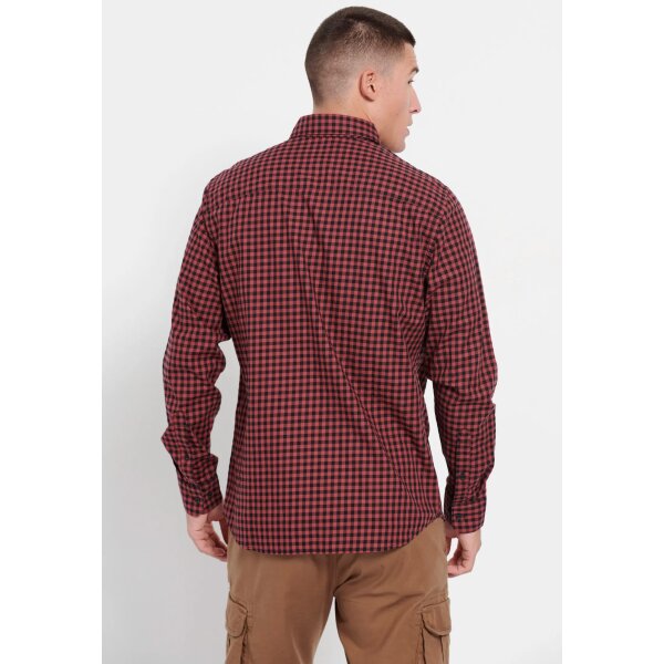 Ανδρικό Πουκάμισο FUNKY BUDDHA Καρώ FBM008-004-05 Μπορντω - Image 5