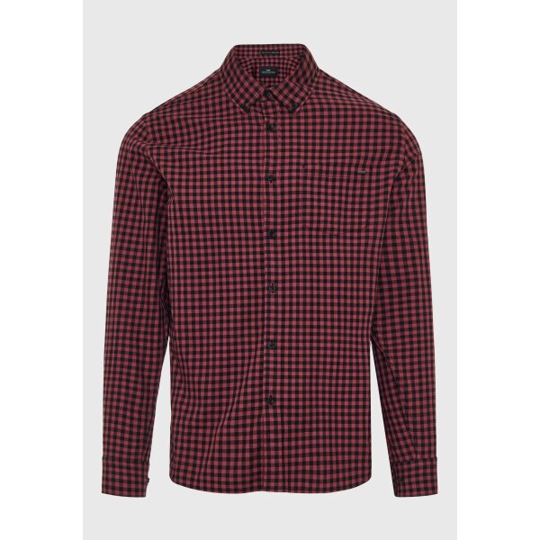 Ανδρικό Πουκάμισο FUNKY BUDDHA Καρώ FBM008-004-05 Μπορντω - Image 1