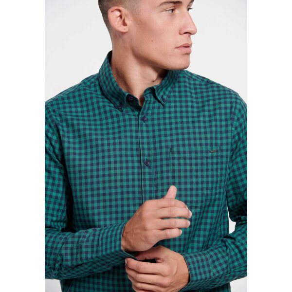 Ανδρικό Πουκάμισο FUNKY BUDDHA Καρώ FBM008-004-05 Πράσινο - Image 3