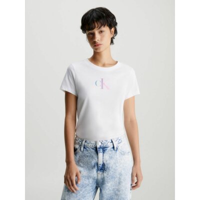 Γυναικεία Μπλούζα Λευκή SLIM T-SHIRT ΜΕ GRADIENT ΛΟΓΟΤΥΠΟ CALVIN KLEIN JEANS J20J222343-YAF