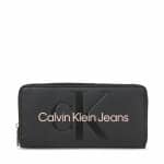 Γυναικείο Πορτοφόλι Sculpted Zip Around Mono Black With Rose K60K607634-01F Calvin Klein Jeans