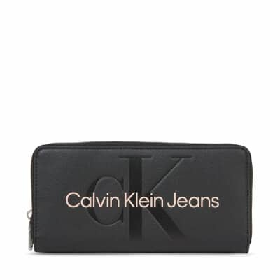 Γυναικείο Πορτοφόλι Sculpted Zip Around Mono Black With Rose K60K607634-01F Calvin Klein Jeans