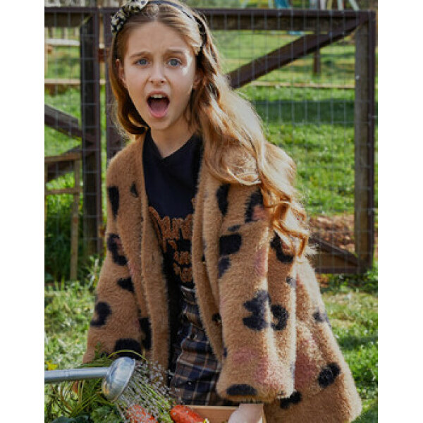 16-123201-6_038-01-min Ζακέτα πλεκτή χνουδωτή με πλέξη animal print και τσέπες για κορίτσι Energiers  16-123201-6 - Image 1