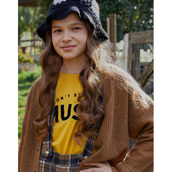 16-123219-5_232-01 Μπλούζα μακό με τύπωμα και αναστρέψιμες παγιέτες Μουσταρδί Energiers 16-123219-5 - Image 2