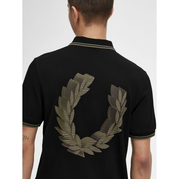 Ανδρική Μπλούζα POLO FRED PERRY 3D GRAPHIC M6609 Μαύρο - Image 2