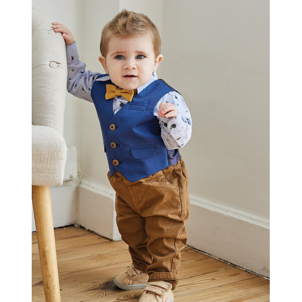 Βρεφικό σετ 4 τεμάχια, πουκάμισο, παπιγιόν, γιλέκο και παντελόνι για αγόρι. 41-123495-0 - Image 1