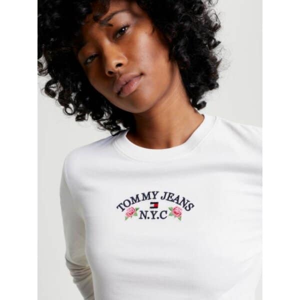 Γυναικεία Μπλούζα Λευκή CROPPED ΜΑΚΡΥΜΑΝΙΚΗ TOMMY JEANS DW0DW16448-YBH - Image 4