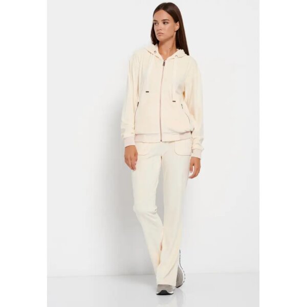 Γυναικεία Βελουτέ ζακέτα με κουκούλα Εκρού FUNKY BUDDHA FBL008-100-06 - Image 3