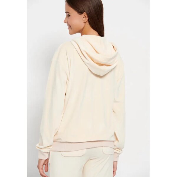 Γυναικεία Βελουτέ ζακέτα με κουκούλα Εκρού FUNKY BUDDHA FBL008-100-06 - Image 4