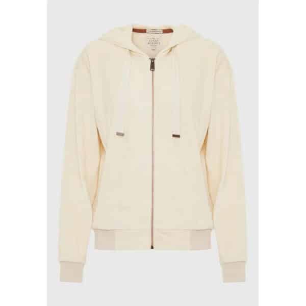 Γυναικεία Βελουτέ ζακέτα με κουκούλα Εκρού FUNKY BUDDHA FBL008-100-06 - Image 5