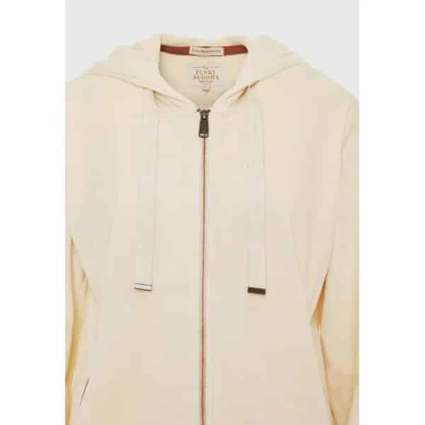 Γυναικεία Βελουτέ ζακέτα με κουκούλα Εκρού FUNKY BUDDHA FBL008-100-06 - Image 6