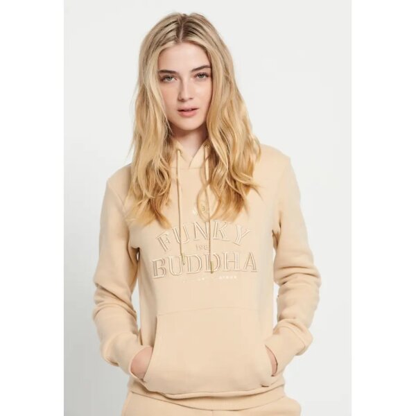 Γυναικεία Φούτερ με κουκούλα και κέντημα Μπέζ FBL008-106-06 FUNKY BUDDHA - Image 1