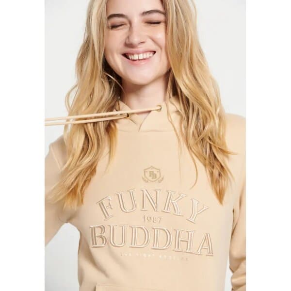 Γυναικεία Φούτερ με κουκούλα και κέντημα Μπέζ FBL008-106-06 FUNKY BUDDHA - Image 3