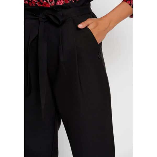 Γυναικείο casual παντελόνι με ζώνη Μαύρο FUNKY BUDDHA  FBL008-110-02 - Image 3