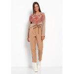 Γυναικείο casual παντελόνι με ζώνη Μπέζ FUNKY BUDDHA FBL008-110-02