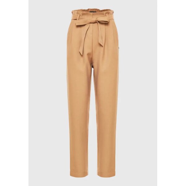 FBL008-110-02_BROWN_SUGAR_6 Γυναικείο casual παντελόνι με ζώνη Μπέζ FUNKY BUDDHA  FBL008-110-02 - Image 5