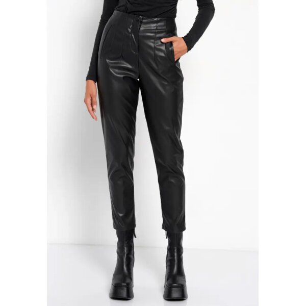 FBL008-120-02_BLACK_1 Γυναικείο casual παντελόνι από οικολογικό δέρμα (PU)Μαύρο FUNKY BUDDHA FBL008-120-02 - Image 2
