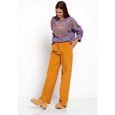 Γυναικείο Wide leg κοτλέ Παντελόνι FUNKY BUDDHA Μουσταρδί FBL008-124-02
