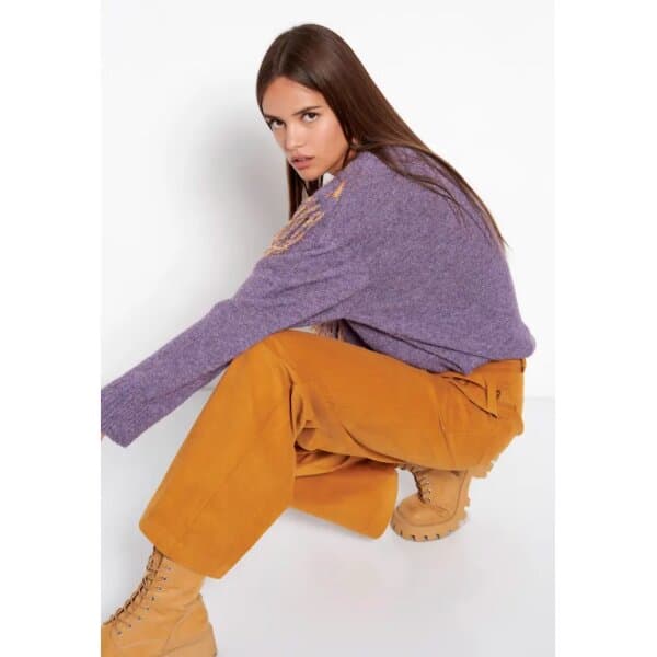 Γυναικείο  Wide leg κοτλέ Παντελόνι FUNKY BUDDHA Μουσταρδί FBL008-124-02 - Image 3