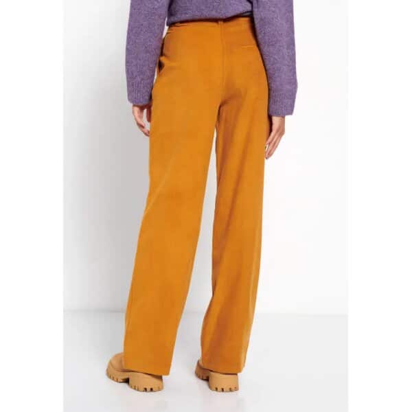 Γυναικείο  Wide leg κοτλέ Παντελόνι FUNKY BUDDHA Μουσταρδί FBL008-124-02 - Image 4