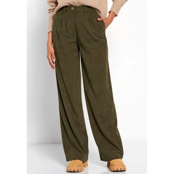 Γυναικείο  Wide leg κοτλέ Παντελόνι FUNKY BUDDHA Χακί FBL008-124-02 - Image 2