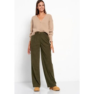 Γυναικείο  Wide leg κοτλέ Παντελόνι FUNKY BUDDHA Χακί FBL008-124-02