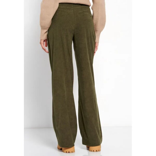 Γυναικείο  Wide leg κοτλέ Παντελόνι FUNKY BUDDHA Χακί FBL008-124-02 - Image 4