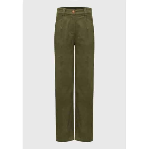 Γυναικείο  Wide leg κοτλέ Παντελόνι FUNKY BUDDHA Χακί FBL008-124-02 - Image 5