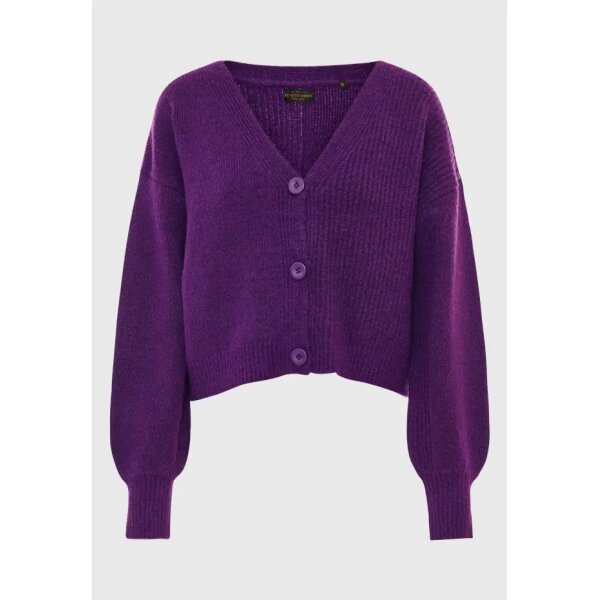 Γυναικεία Πλεκτή ζακέτα με φουσκωτά μανίκια  Μώβ FBL008-128-09 FUNKY BUDDHA - Image 1