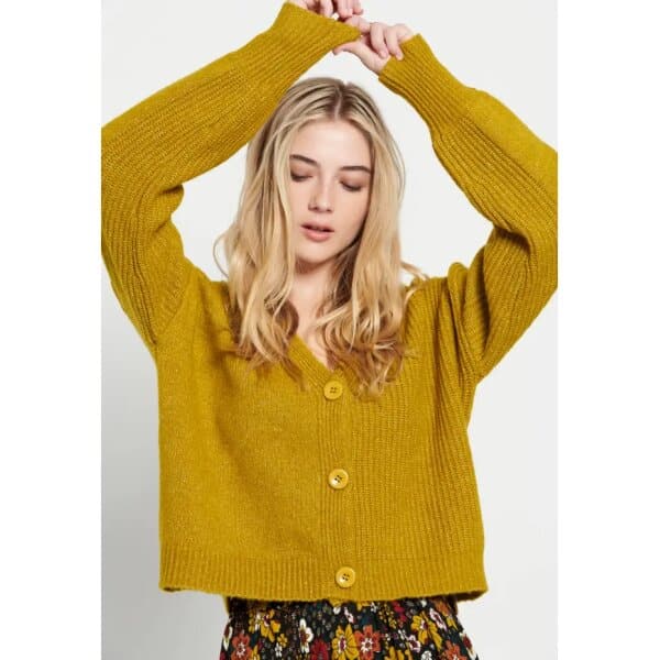 Γυναικεία Πλεκτή ζακέτα με φουσκωτά μανίκια FBL008-128-09 FUNKY BUDDHA - Image 2