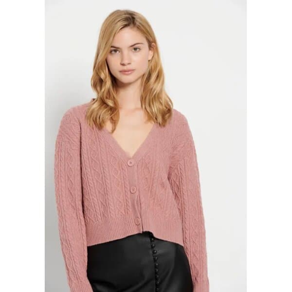 FBL008-138-09_DUSTY_ROSE_1 - Αντιγραφή Γυναικεία Cropped ζακέτα με σχέδιο στην πλέξη Ροζ FBL008-138-09 FUNKY BUDDHA - Image 1