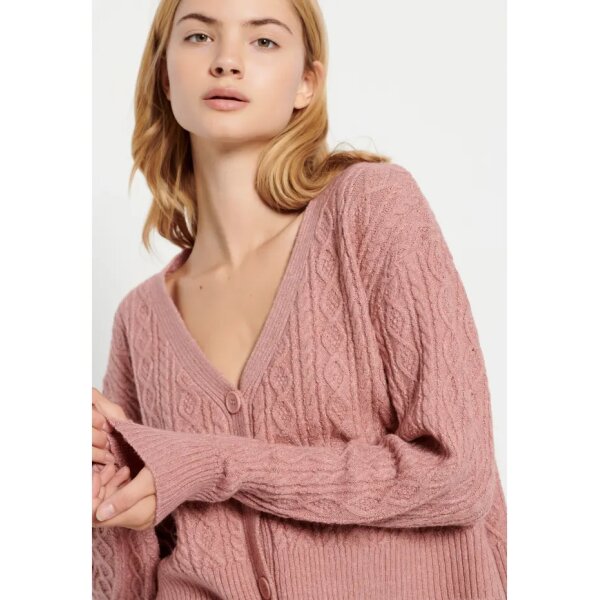 Γυναικεία Cropped ζακέτα με σχέδιο στην πλέξη Ροζ FBL008-138-09 FUNKY BUDDHA - Image 3