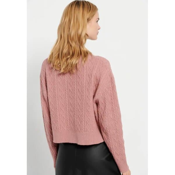 Γυναικεία Cropped ζακέτα με σχέδιο στην πλέξη Ροζ FBL008-138-09 FUNKY BUDDHA - Image 4