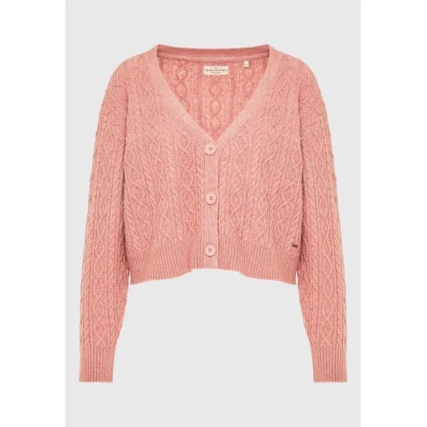 Γυναικεία Cropped ζακέτα με σχέδιο στην πλέξη Ροζ FBL008-138-09 FUNKY BUDDHA - Image 5