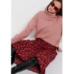 Γυναικεία Oversized πλεκτή μπλούζα με ψηλό λαιμό FBL008-139-09 Ροζ FUNKY BUDDHA - Image 3