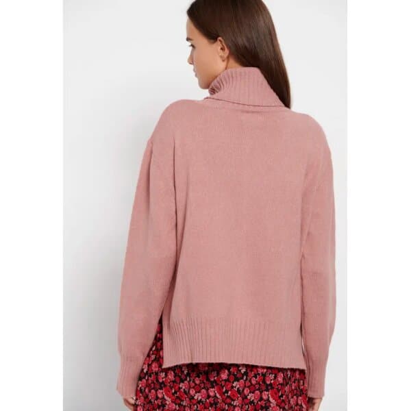 FBL008-139-09_DUSTY_ROSE_4 - Αντιγραφή Γυναικεία Oversized πλεκτή μπλούζα με ψηλό λαιμό FBL008-139-09 Ροζ  FUNKY BUDDHA - Image 4