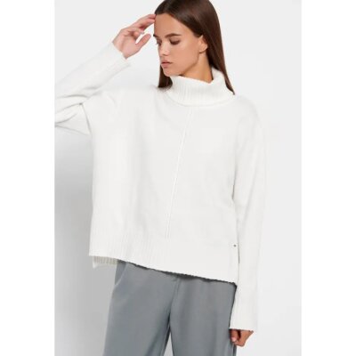 Γυναικεία Oversized πλεκτή μπλούζα με ψηλό λαιμό FBL008-139-09 Λευκό FUNKY BUDDHA