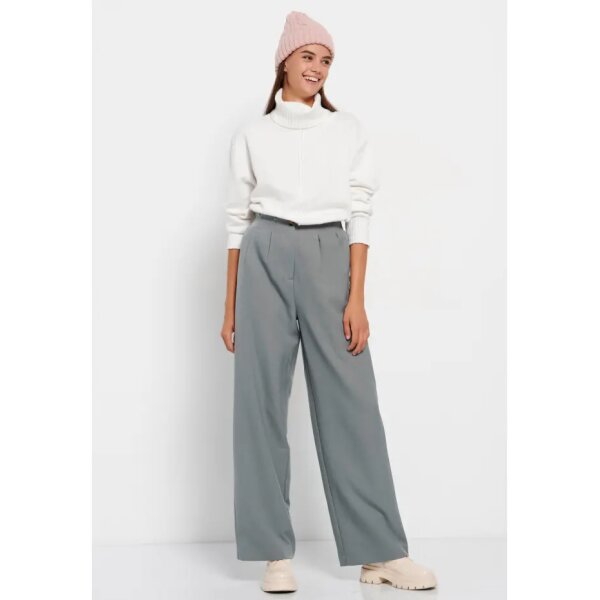 Γυναικεία Oversized πλεκτή μπλούζα με ψηλό λαιμό FBL008-139-09 Λευκό FUNKY BUDDHA - Image 3