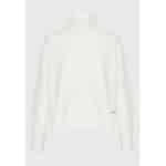 Γυναικεία Oversized πλεκτή μπλούζα με ψηλό λαιμό FBL008-139-09 Λευκό FUNKY BUDDHA - Image 5